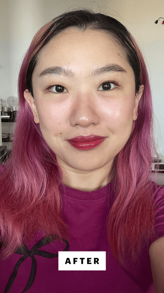 Han after applying Tarte Tartelette XL Tubing Mascara in Brown