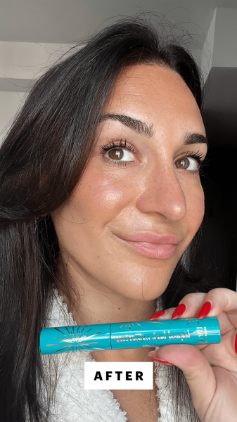 Wohlner after applying Thrive Causemetics Liquid Lash Extensions Tubing Mascara