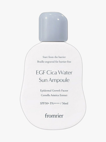 Fromrier EGF Cica Water Sun Ampoule SPF 50+ PA++++ in branded component on a light gray background